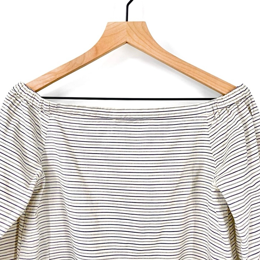 Madewell Indigo-Striped Jardin Off-the-Shoulder Peasant Top - Picture 13 of 16